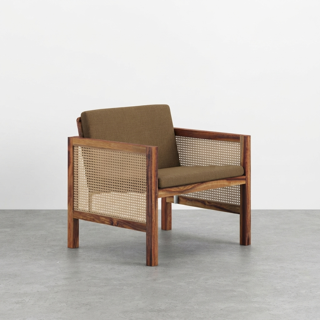Euclid Wooden Single Seater Sofa