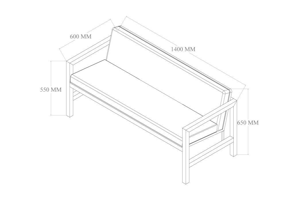 Euclid Wooden 2-Seater Sofa