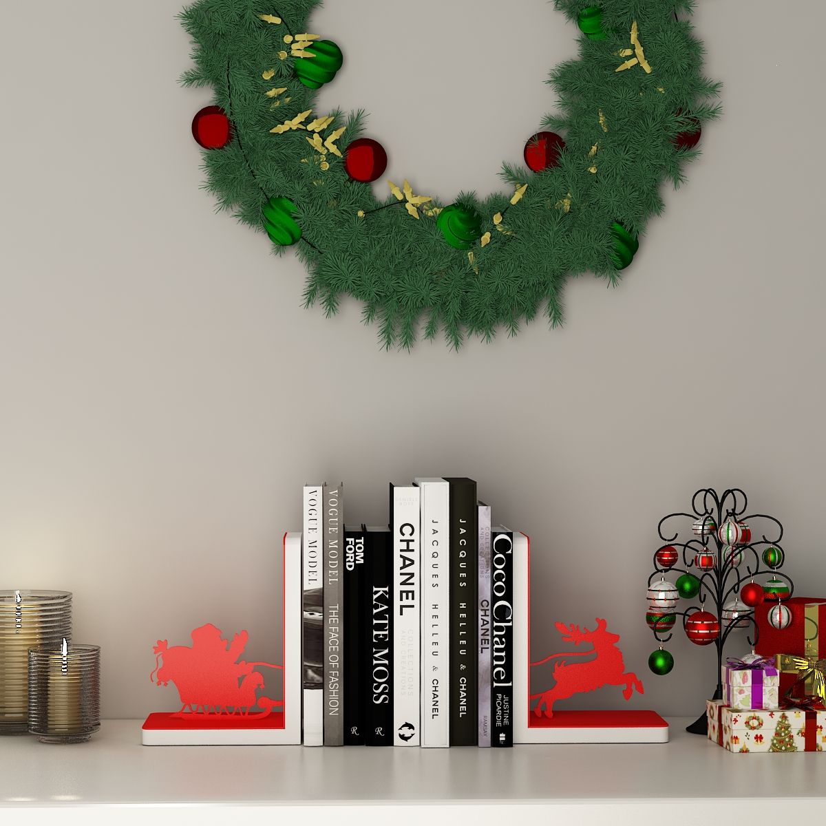 Sleighing Santa Bookends