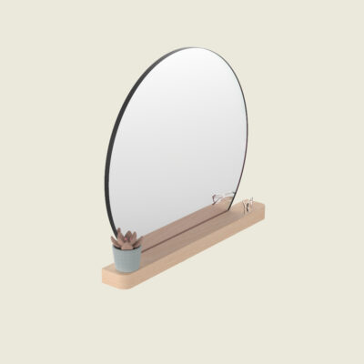 Wall mirror with shelf
