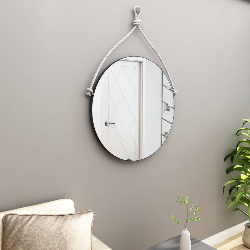 Hanging mirror with rope