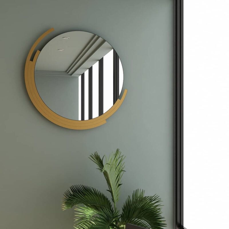 round mirror brass frame