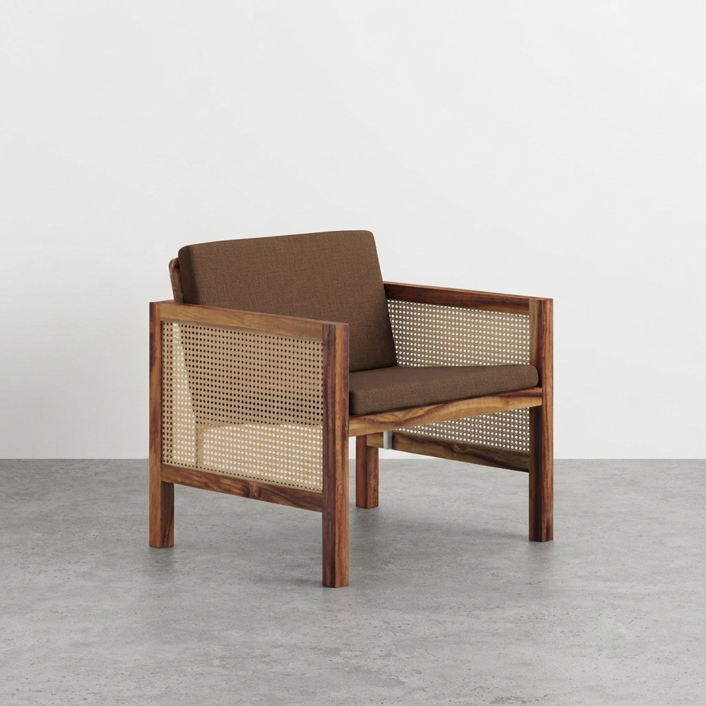 Euclid Wooden Single Seater Sofa