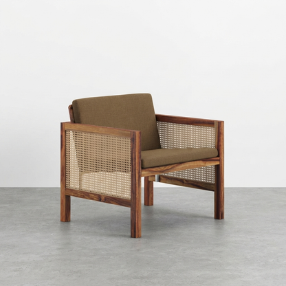 Euclid Wooden Single Seater Sofa