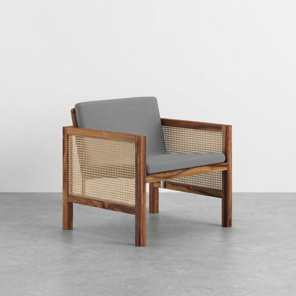 Euclid Wooden Single Seater Sofa