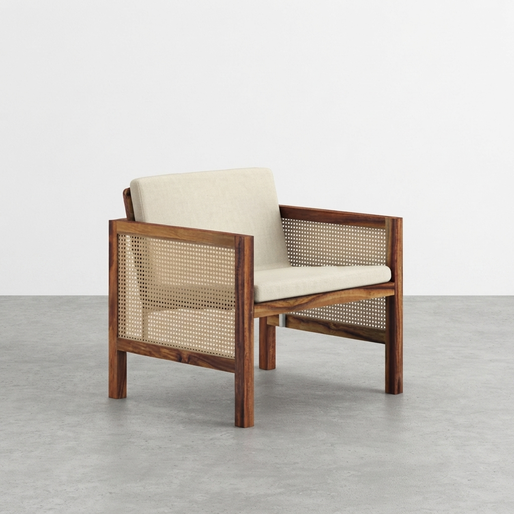 Euclid Wooden Single Seater Sofa