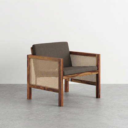 Euclid Wooden Single Seater Sofa
