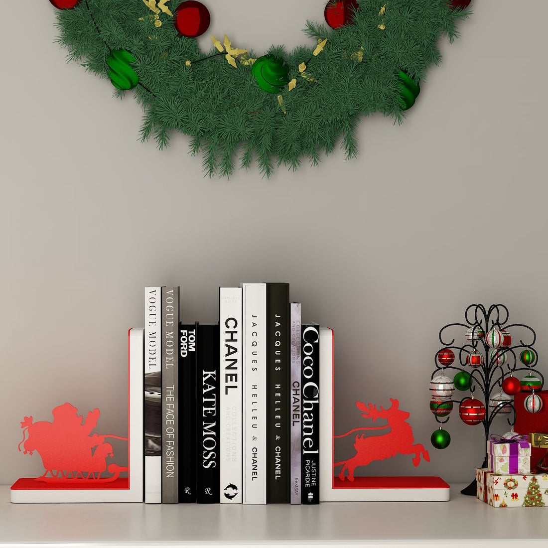 Sleighing Santa Bookends