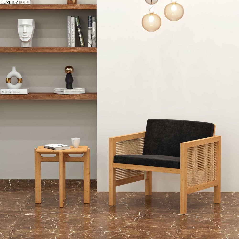 Euclid Wooden Single Seater Sofa