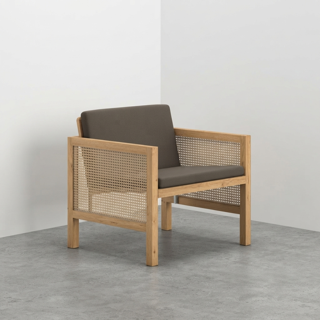 Euclid Wooden Single Seater Sofa