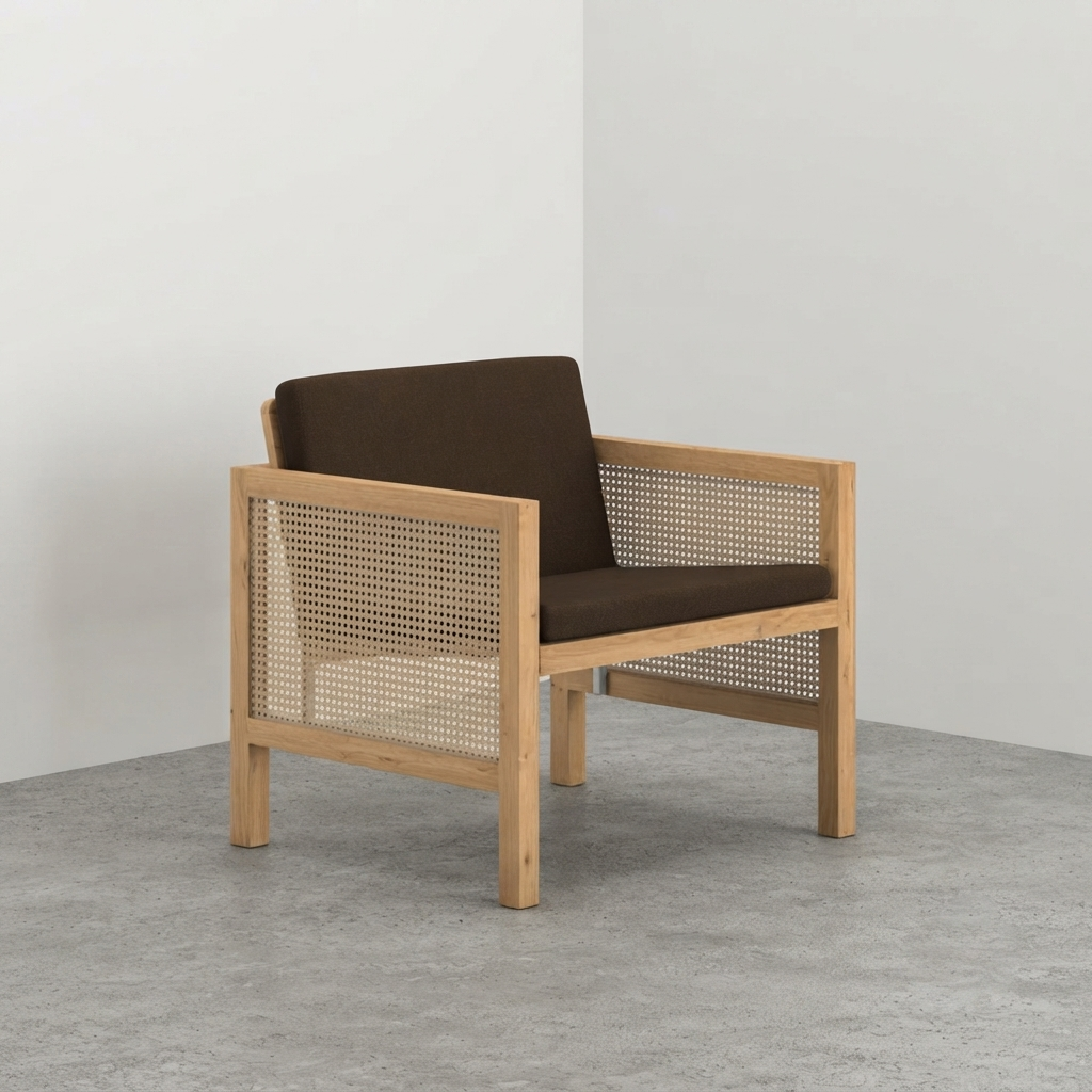 Euclid Wooden Single Seater Sofa