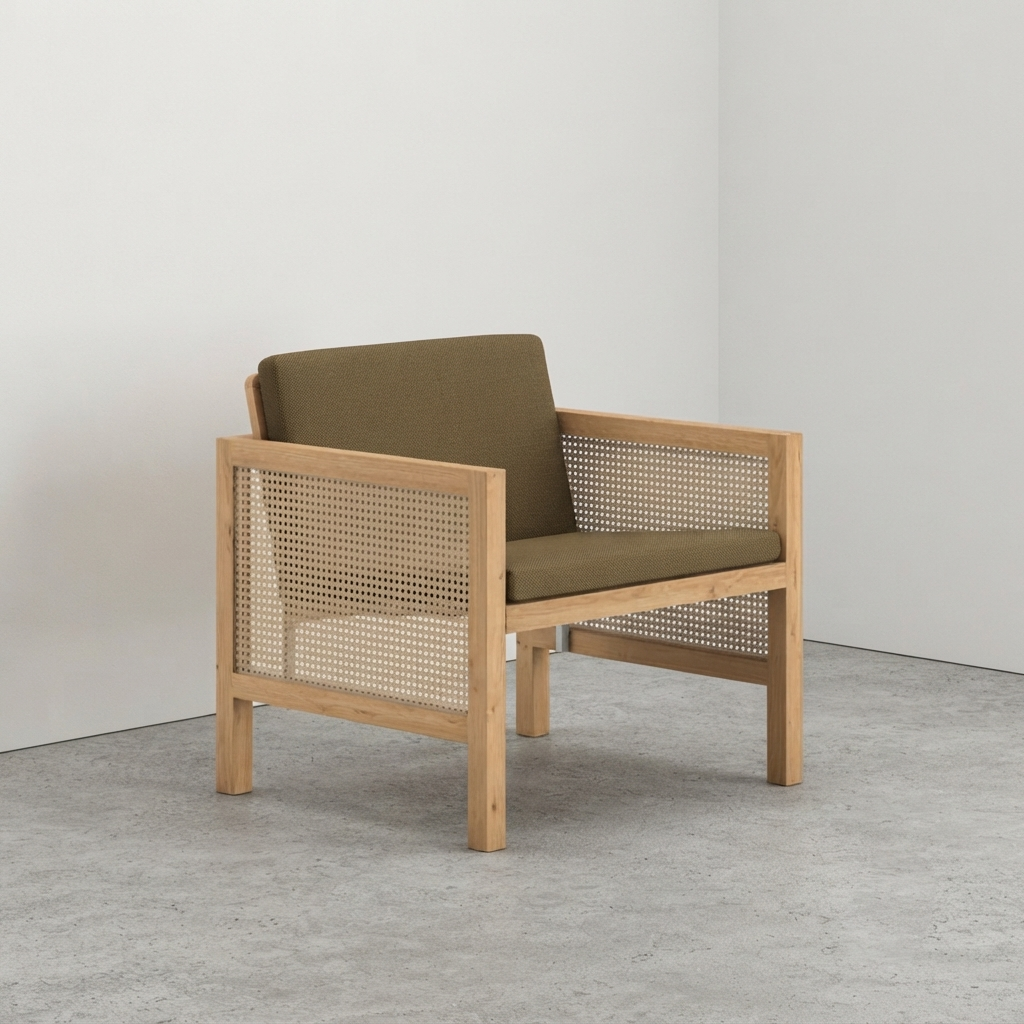 Euclid Wooden Single Seater Sofa