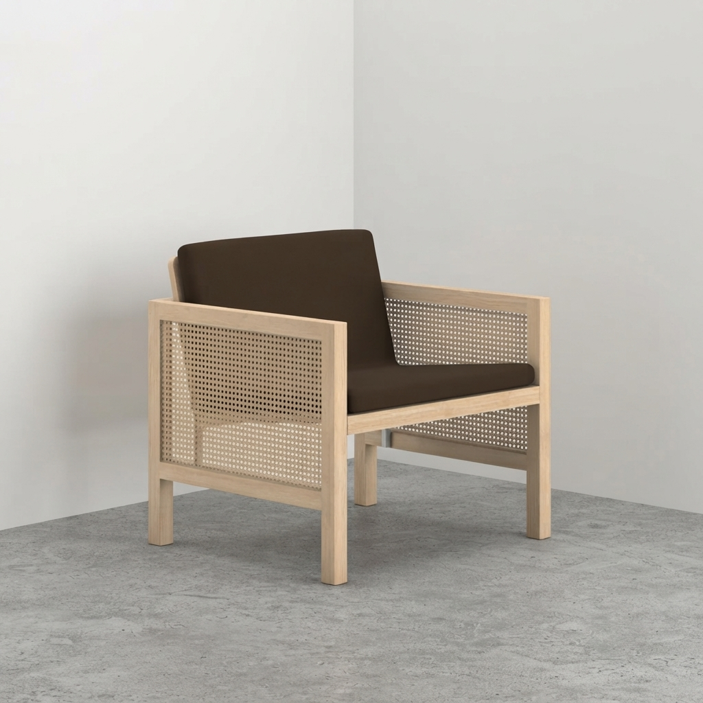 Euclid Wooden Single Seater Sofa