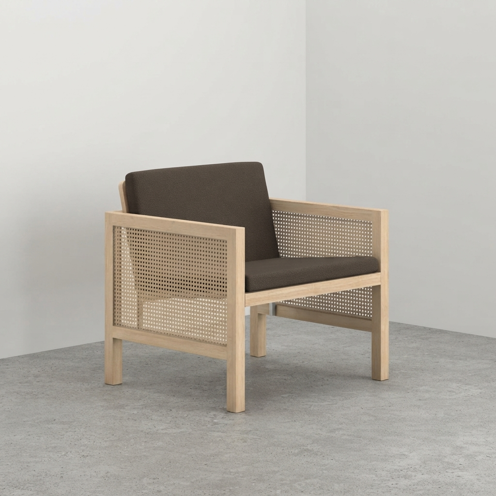 Euclid Wooden Single Seater Sofa