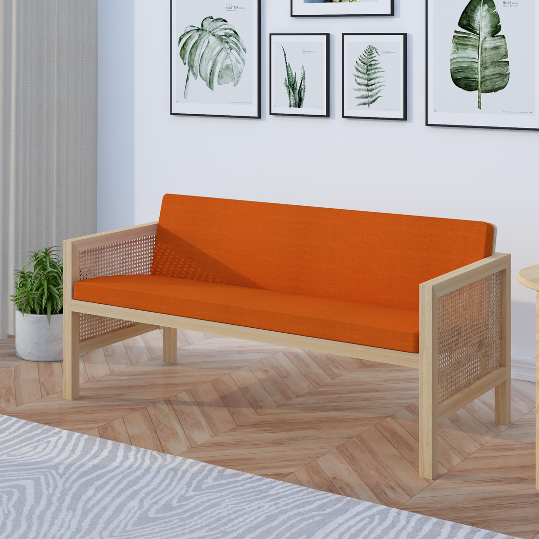 Euclid Wooden 2-Seater Sofa